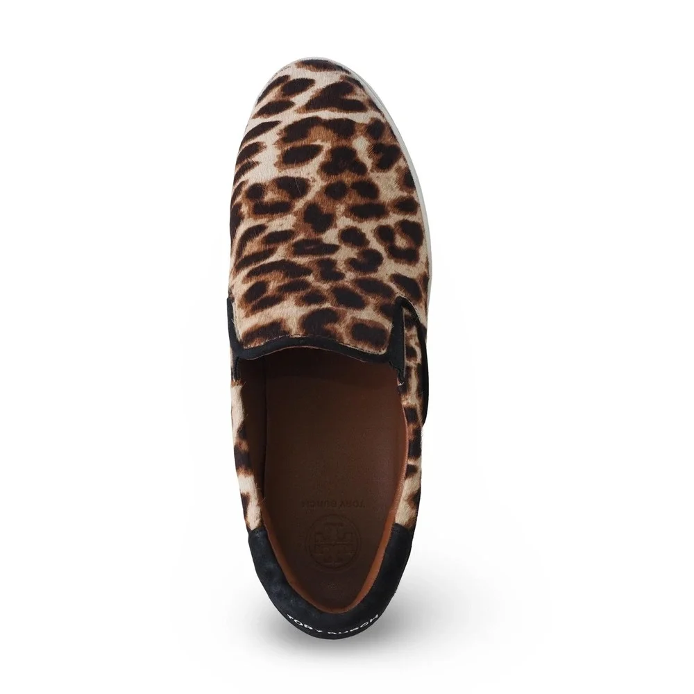 Tory Burch Leopard Print Calf Hair Slip-on Sneakers Womens 8.5M Skater Shoes‎